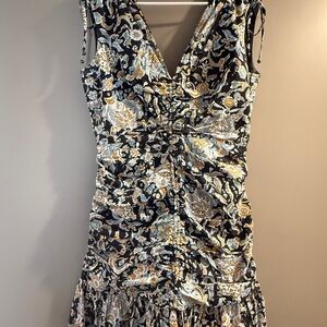 Veronica Beard Black Floral Midi Dress